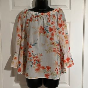Sanctuary Floral Off Shoulder 3/4 Sleeve Top Sz M